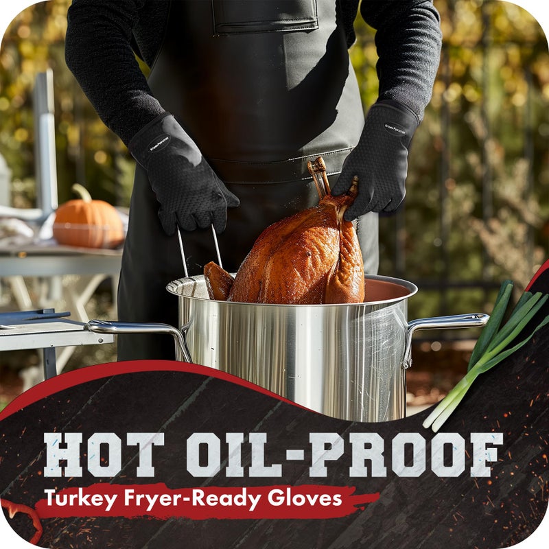 KITCHEN PERFECTION Silicone Smoker Oven Gloves -Extreme Heat Resistant BBQ Gloves -Handle Hot Food Right on Your Smoker Grill Fryer Pit|Waterproof Oven Mitts Grill Gloves |Superior Value Set+3 Bonuses - Image 4